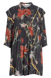 ba amp sh Paprika Floral Metallic Stripe Babydoll Shirtdress   Nordstrom at Nordstrom